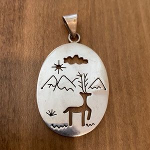 Cute sterling silver winter-land pendant
